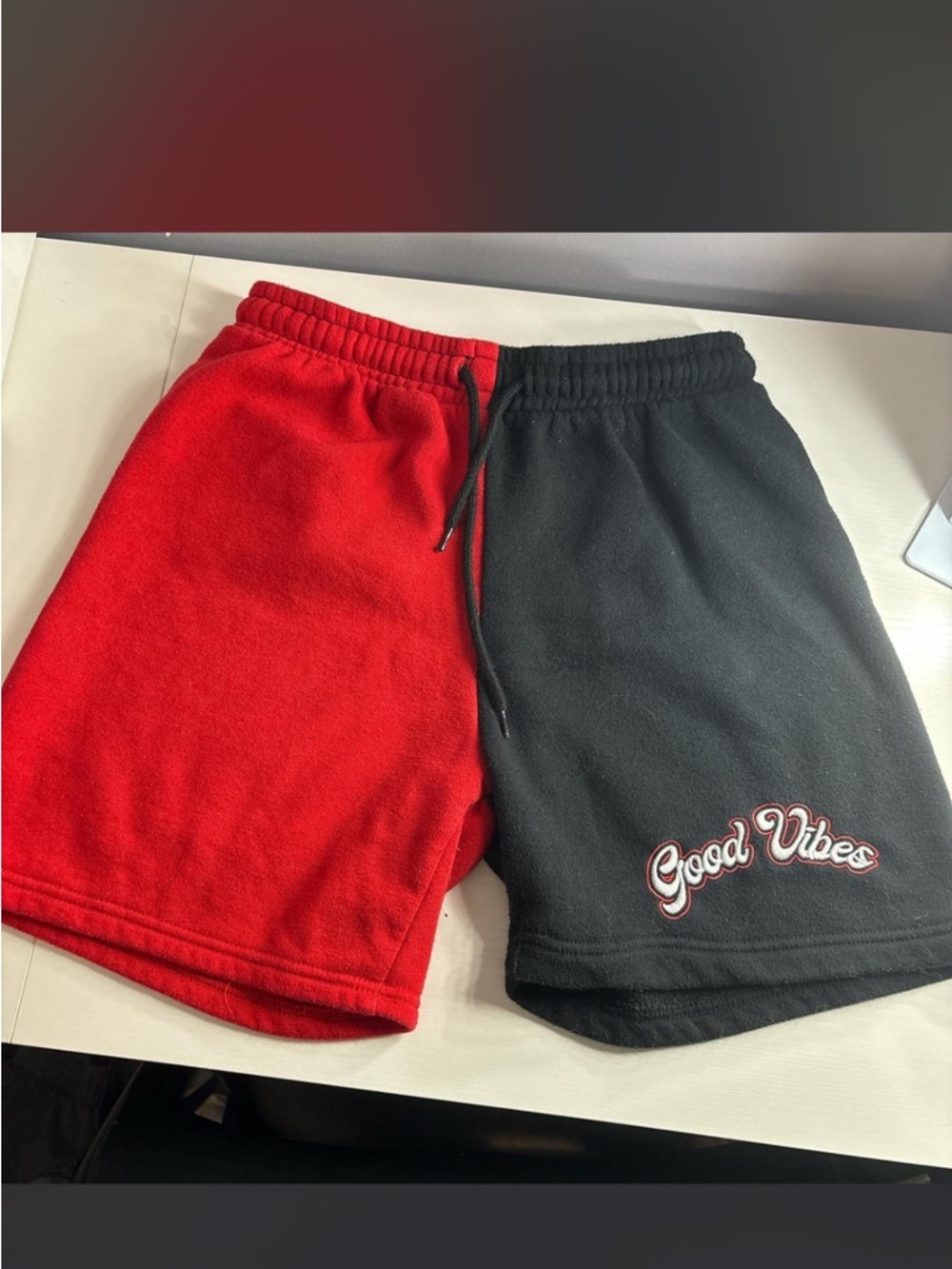 Good Vibes Two-Tone Red & Black Men's Shorts